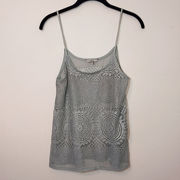 BKE Mint Green Crochet Layering Tank Top - S - Picture 1 of 4